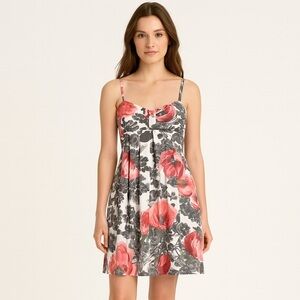 Maggy London Bow Floral Dress Grey Medium 8